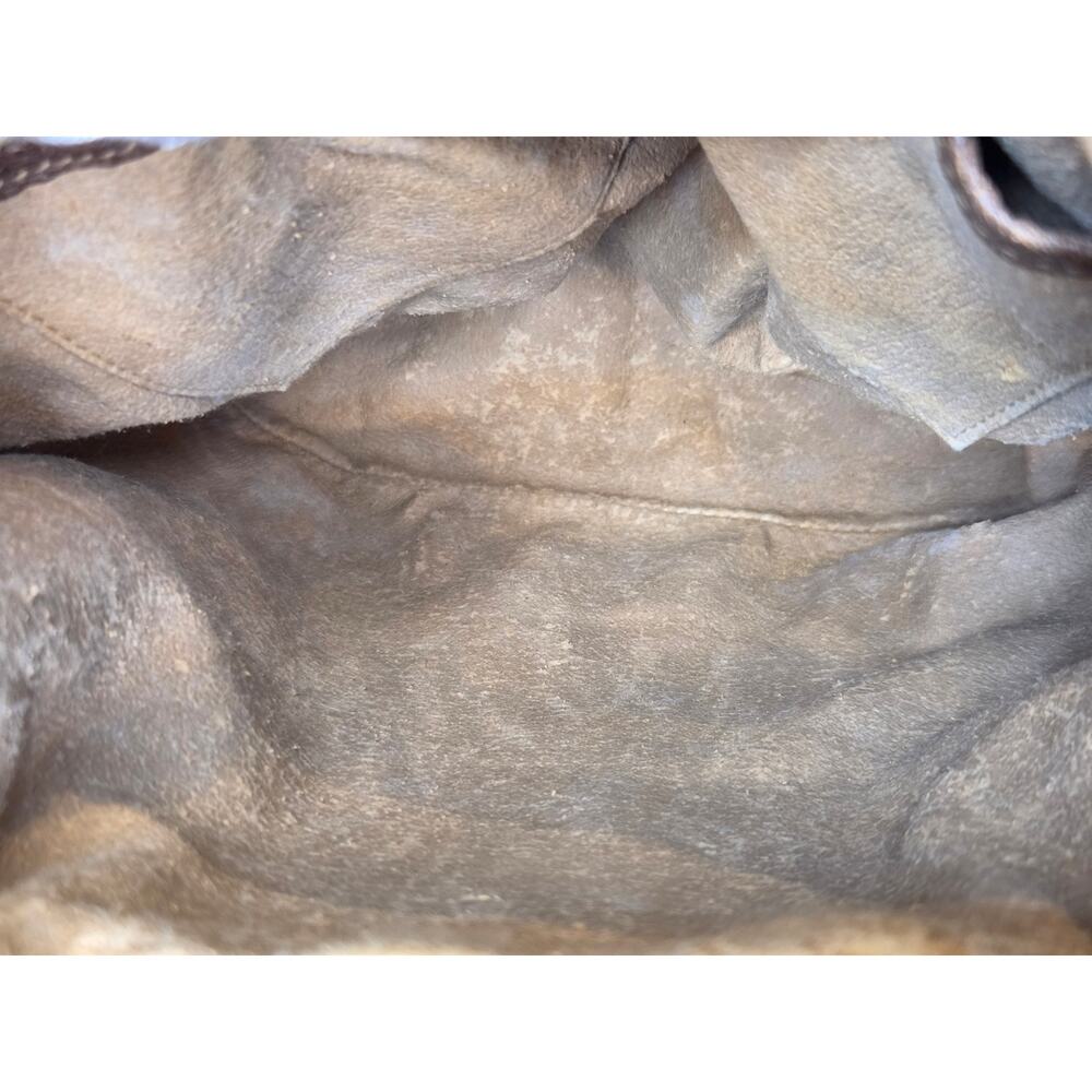 Gucci GG Supreme Monogram Bucket Bag Brown Leather Drawstring Vintage Web Stripe - Picture 15 of 15